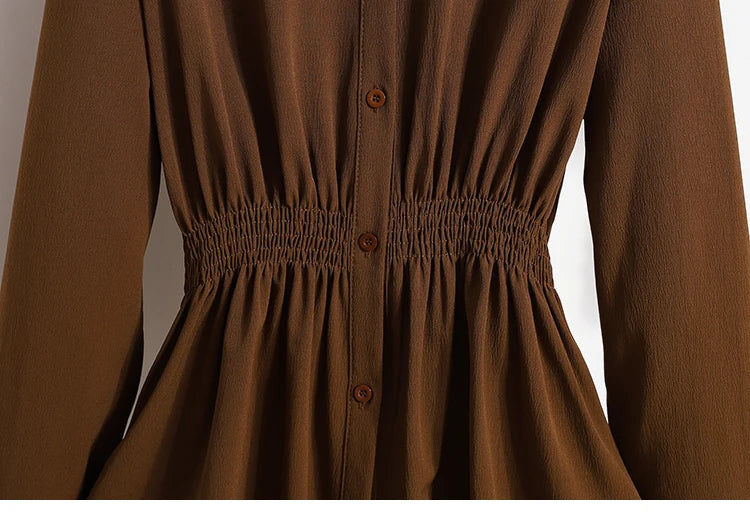 2026 Women's Plus Size Blouse Korean Style Spring Autumn Loose Elegant Casual Mid-length Tops Long Sleeved Waist Cinching Shirts
