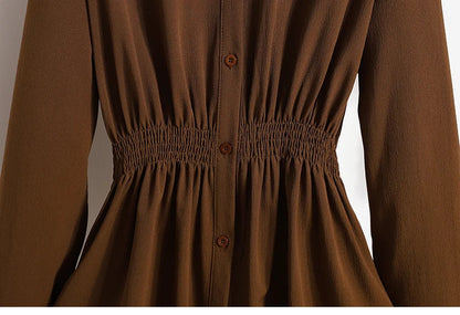 2026 Women's Plus Size Blouse Korean Style Spring Autumn Loose Elegant Casual Mid-length Tops Long Sleeved Waist Cinching Shirts
