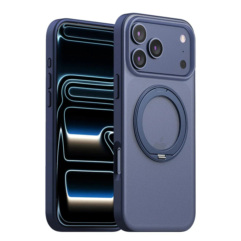 360° Rotating Magnetic Ring Stand Case for MagSafe for iPhone 17 Pro Max 17 Air Matte Transparent Shockproof Phone Cover