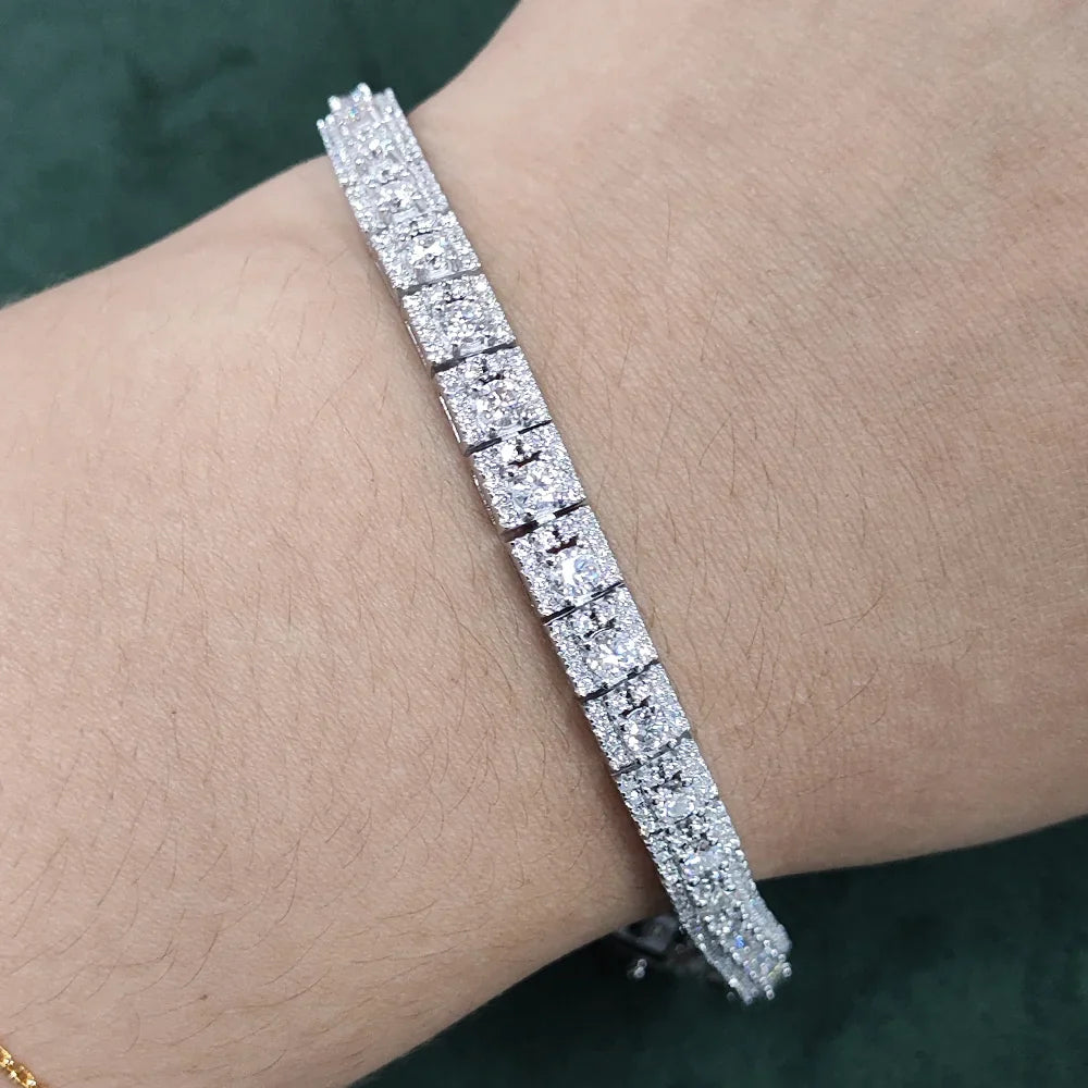 Luxury 3mm Full Moissanite Tennis Bracelet 100% S925 Silver D Color VVS1 Lab Diamond Chain Sparkling Fine Party Jewelry