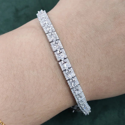 Luxury 3mm Full Moissanite Tennis Bracelet 100% S925 Silver D Color VVS1 Lab Diamond Chain Sparkling Fine Party Jewelry