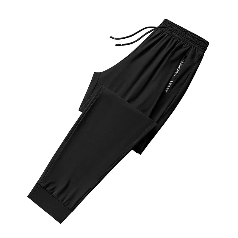 Men's Outdoor Running Fitness Fashion Trend Ice Silk Pants for Spring and Summer Windproof Breathable Lightweight Casual Pants