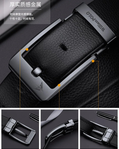 Men's leather casual belt, fashionable needle buckle business belt, personalized denim belt