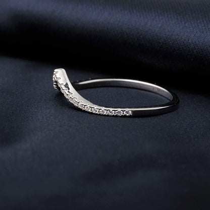 Moissanite D Color Round Cut 925 Sterling Silver V Shape Stackable Wedding Ring for Woman Diamond Jewelry