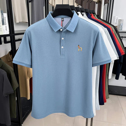 Brand Design Men's Polo Shirt Lapel Short Sleeve T-Shirt Summer New Exquisite Dog Embroider Fashion Business Handsome Men's Wear
