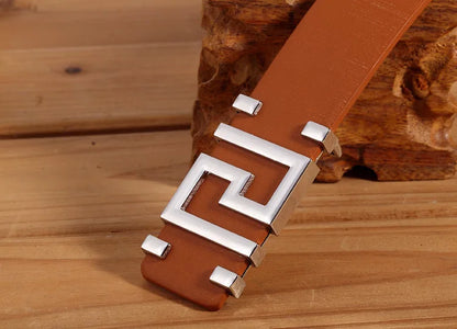 Men's and Women's Casual Fashion Belt  Korean Version Gold Buckle Belt Trendy I-shaped Buckle Belt