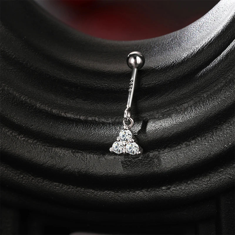 100% S925 Vertical Round Bead Piercing Moissanite Stud Earrings for Women Diamond Ear Cartilage Piercing Party Jewelry