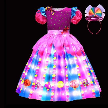 Purim 2026 Girls Disguise Candy Dress Children Colorful Dress Carnival Birthday Party Gift for Girls Lollipop Cosplay Costume