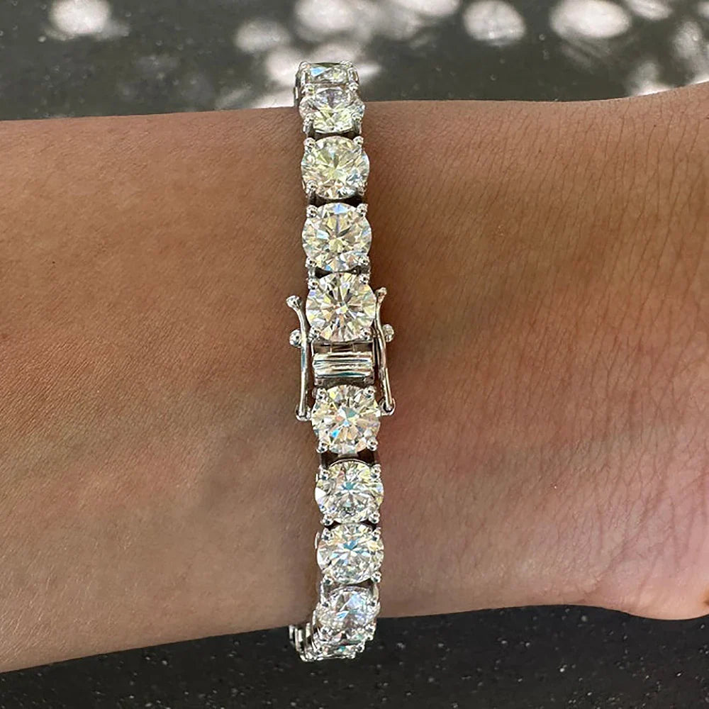 8mm Big Moissanite Diamond Tennis Bracelet for Women Men S925 Silver Plated 18k Yellow/White Gold BangleCertified Certificates
