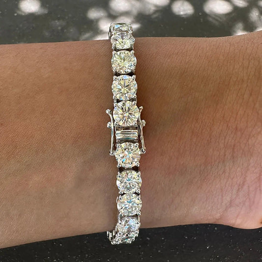 8mm Big Moissanite Diamond Tennis Bracelet for Women Men S925 Silver Plated 18k Yellow/White Gold BangleCertified Certificates