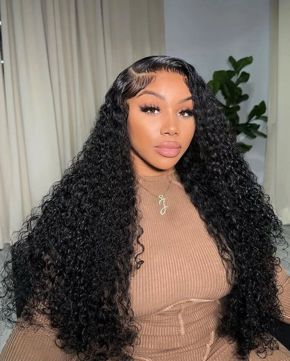 250% High Density 40 46inch Curly Wigs Raw Human Hair 13x4 13x6 HD Lace Frontal Wigs Human Hair Deep Wave Frontal Wigs on Clearance Sale Cheap Wig Pre Plucked with Baby Hair Original Vietnamese Wigs Wet and Wavy Water Wave La