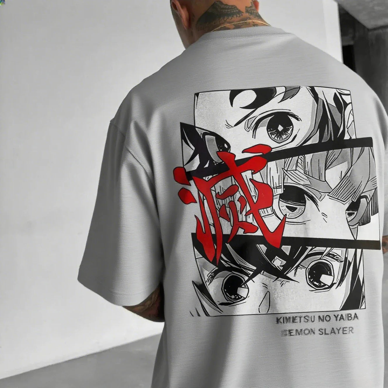 Oversized Men's T-shirt Demon Slayer Anime Print Summer trendy Women Short Sleeve Graphic Tee Streetwear Casual Tops Y2k Clothes