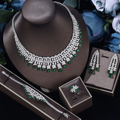 4-piece luxury suit necklace earrings bracelet ring accessories women's bohemian luxury jewelry party