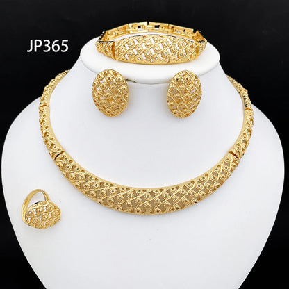 Dubai Jewelry Set Minimalistiese Quality Women Necklace Earrings Bracelet And Ring Luxury Design Weding Party Gift