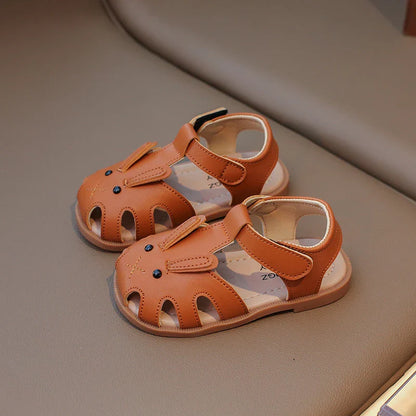 Toddler Children Sandals Rabbit Lovely White Brown Kids Summer Shoes Unisex Breathable Flexiable Comfy Boys Girls Shoes 21-30
