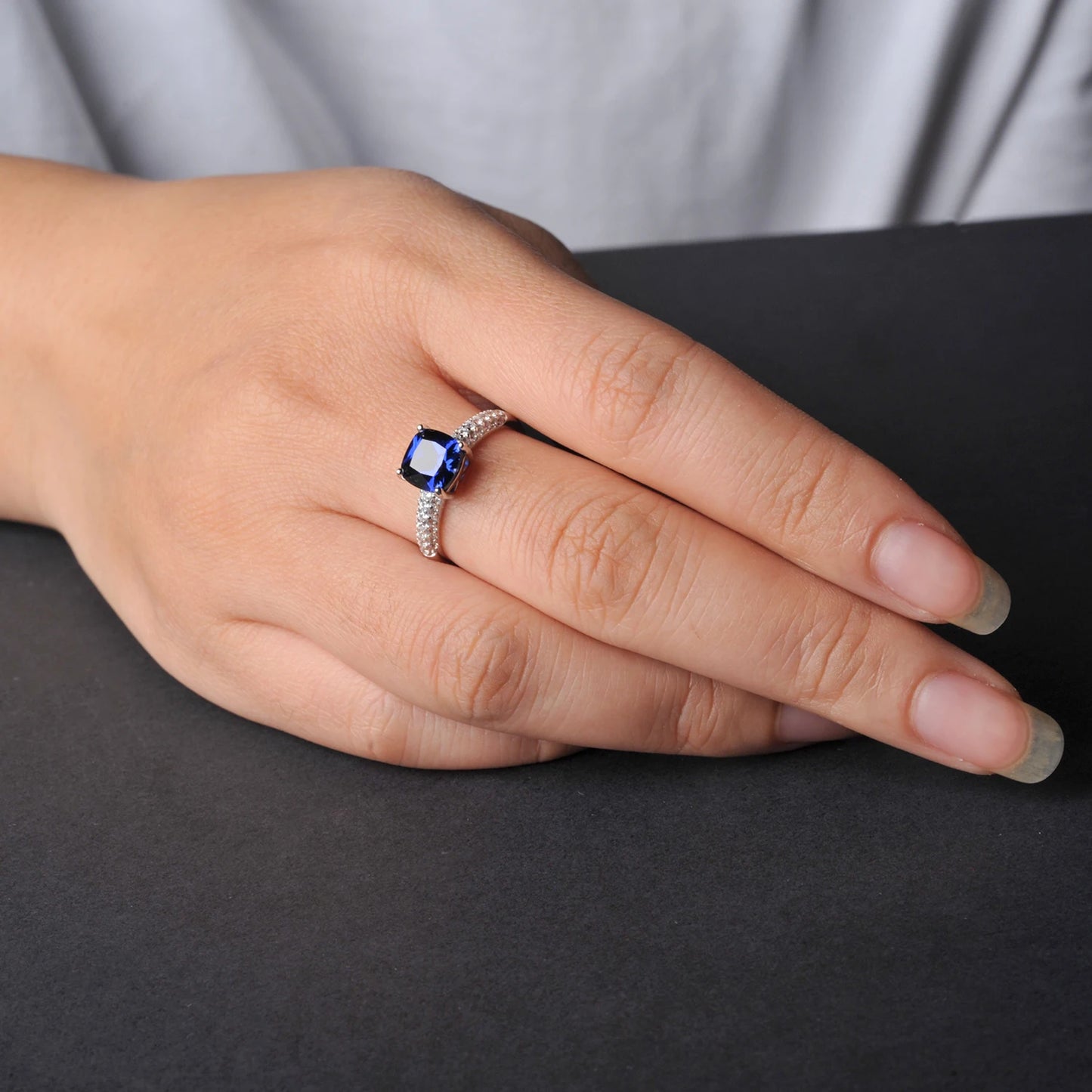 2.22ct Created Sapphire Nano Emerald Tanzanite Solitaire Ring 925 Sterling Silver for Women Daily Party Jewelry  sets gift