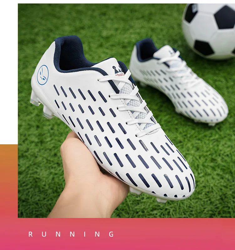 New Children Football Soccer Boots Soccer Shoes Kids Boy Girl Sneakers New Leather High Top Soccer Cleats Training Men