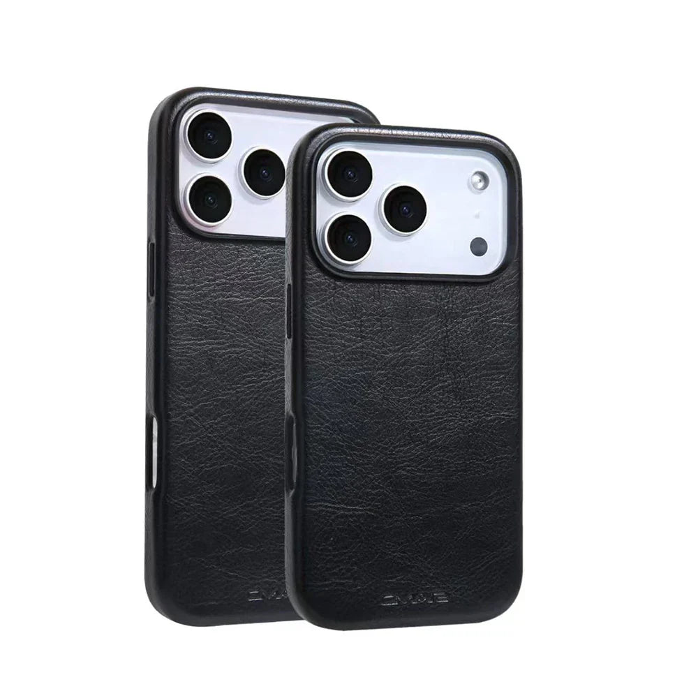 Magnetic Leather Texture MagSafe Phone Case for IPhone 17 16pro Max 15 14 Pro 13 Wireless Charging Alloy Lens Bumper Armor Cover