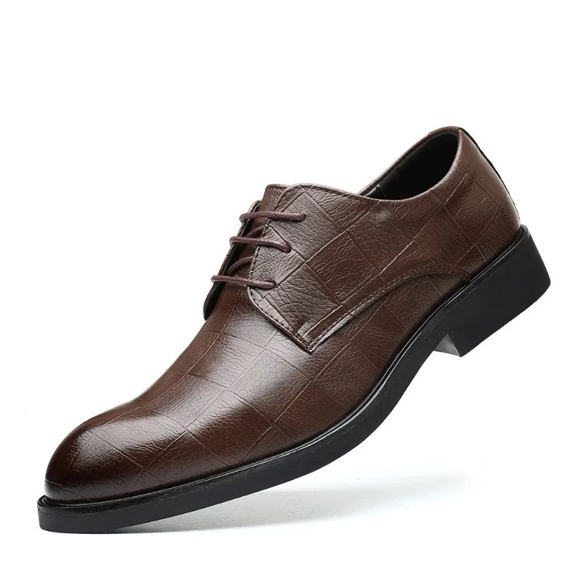 Breathable Men Shoes Korean Trendy Shoes Business Formal Leather Shoes Men Pointed Toe Inner Height Increase Large Size