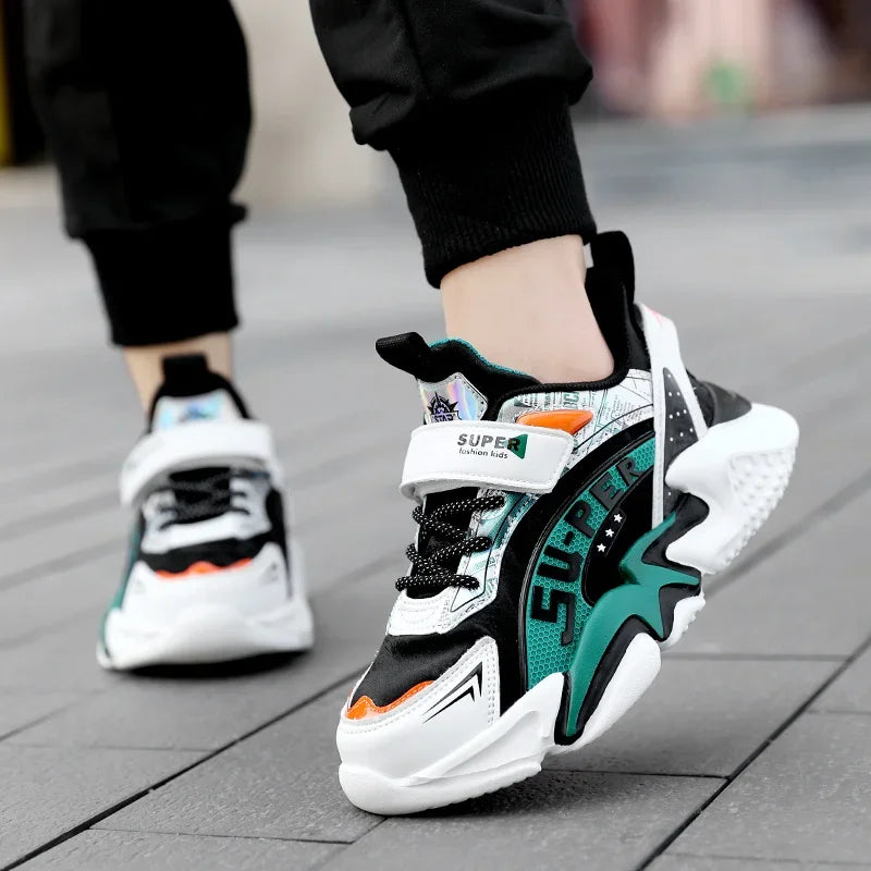 Sport Kids Leather Sneakers Four Season Boys Casual Shoes Non Slip Children Fashion School Walking Running Shoes Size 28-39