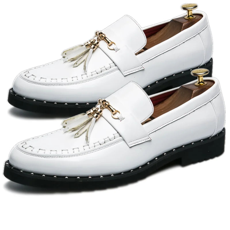 White Tassel Men's Loafers Classic Casual Men Leather Shoes Comfort Slip-on Shoes for Men Plus Size 46 Business Men Social Shoes