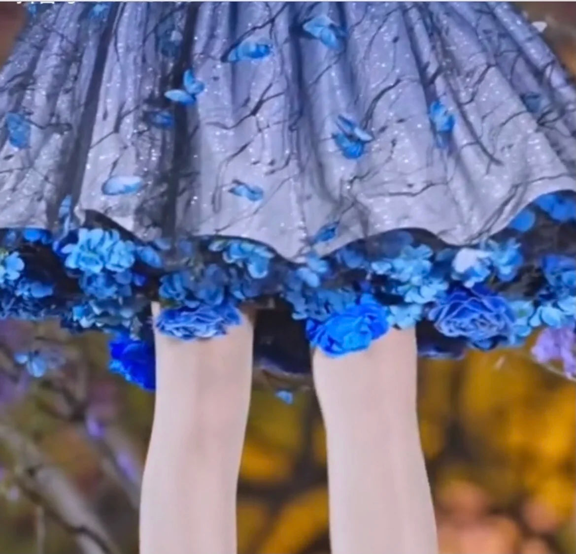 Flowers Crinoline Sweet Fairy Lolita 2024 Spring and Summer Bubble Skirt Gorgeous French Elegant Girl Women's Organza Midi Skirt