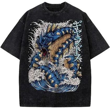Short Sleeve Tee Anime Washed Vintage Graphic T-Shirt Man Women Cosplay Casual Tops Y2k Streetwear