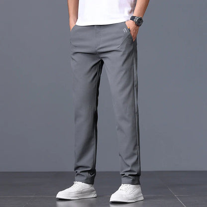 Men's Business Slim Pants Spring Thin Fashion Pocket Casual Trousers Comfortable Letter Labeling Pants Male Clothes