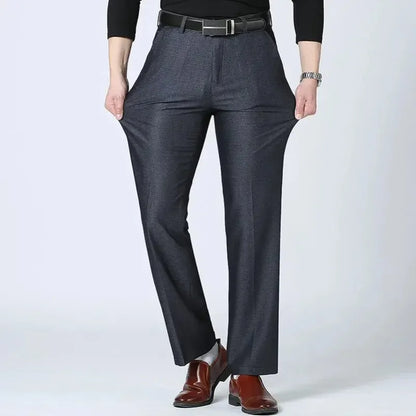 Autumn Summer New Men's Slim Business Pants Fashion Stretch Thicken Casual Trousers Brand Solid Pant Black Navy Plus Size GOZBKF