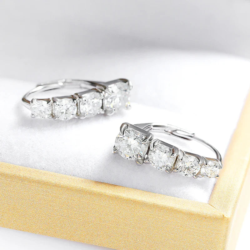 2.2CTTW Gradient Women Moissanite Hoop Earrings Hip-hop Sparkling Pure 925 Sterling Silver Plated 18k Girls Earrings