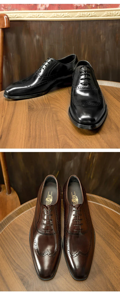 Men Casual Dress Shoes Patchwork Oxford Genuine Leather Formal Shoes for Male Party Dinner British Footwear