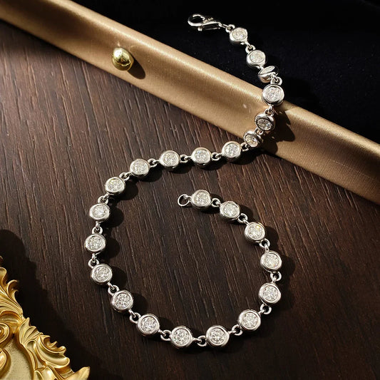 3mm Moissanite Tennis Bracelet GRA Certified s925 Sterling Sliver Dainty Bezel Bracelets for Women Man Wedding Jewelry