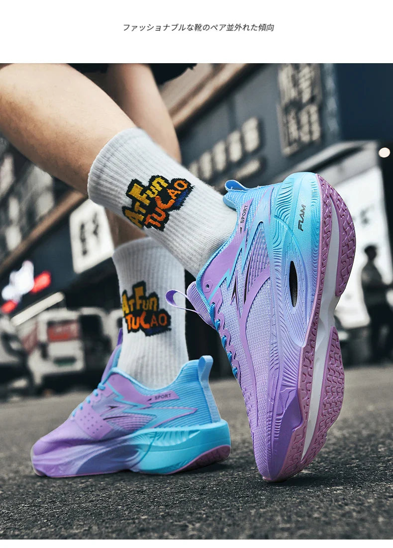 Men Sports Running Shoes Carbon Board Air Cushion Breathable Lightweight Women's Comfortable Athletic Nonskid Sneakers