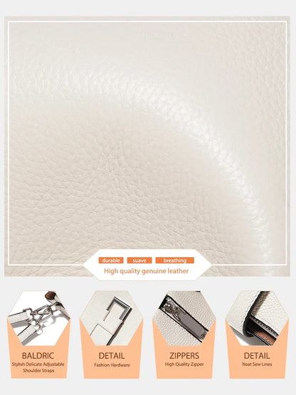 Genuine Leather White Designer Noble Shopper Shoulder Bag Commuter Large Bucket Handbag Women Tote Bucket Cross Body Bag