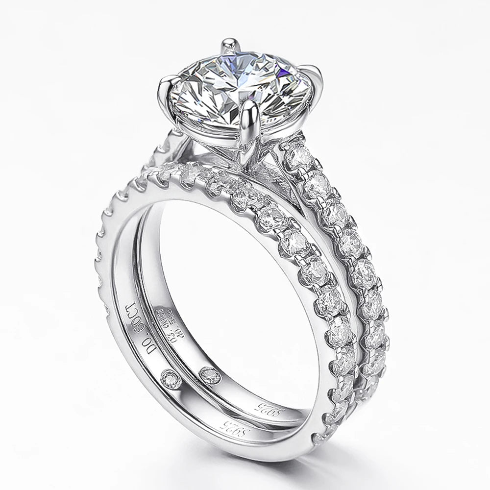 5.28ct All Moissanite Rings Set Women Gift Sparkling Lab Diamond Wedding Rings S925 Sterling Silver Plated 18K Jewelry