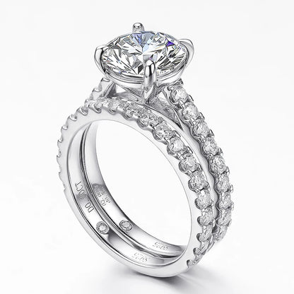 5.28ct All Moissanite Rings Set Women Gift Sparkling Lab Diamond Wedding Rings S925 Sterling Silver Plated 18K Jewelry