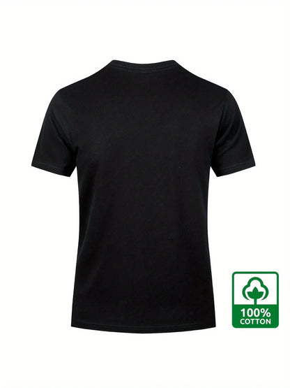 Men's Summer 100% Cotton Eagle Graphic Printed Fashion Sports and Leisure Loose Round Neck Short Sleeve T-shirt Top