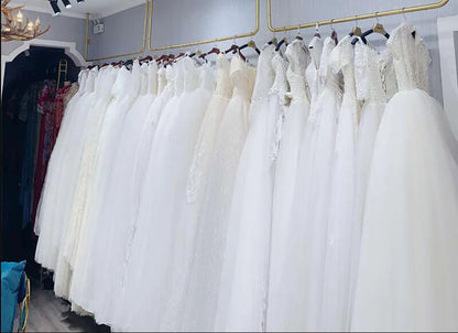 Long Sleeve Lace Wedding Dresses A Line High Neck Shiny Appliques Bridal Gowns Glitter Tulle vestidos de novia 2026