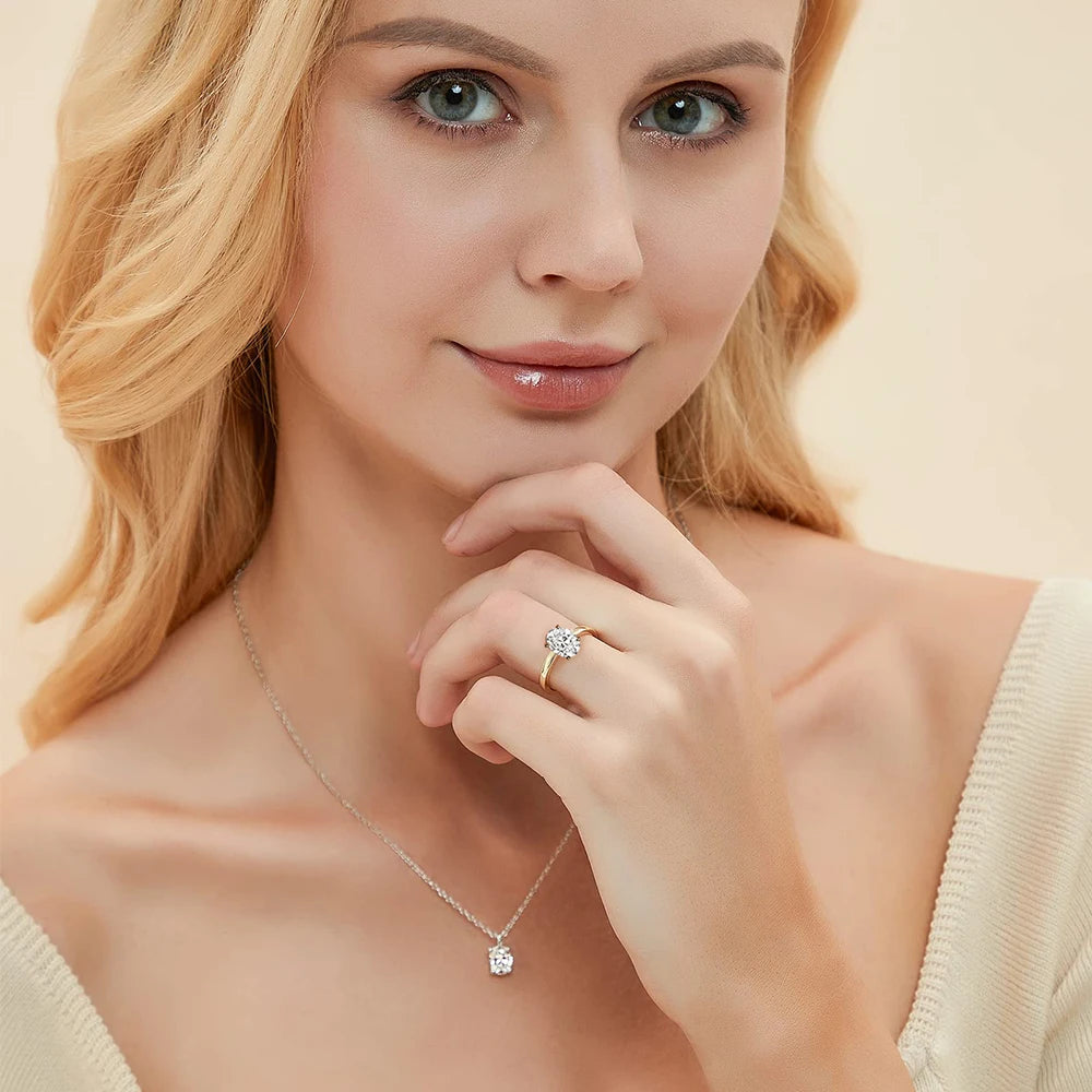 AU750 2.0CT Moissanite Ring Oval Cut Lab Diamond Solid 10K 14K 18K Gold For Women Engagement Bride Wedding Fine Jewelry