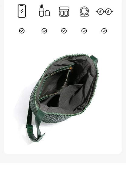 luxury woman handbagNew high end Hand-woven genuine leather women's bag large capacity shoulder tote bag underarm bag bucket bag