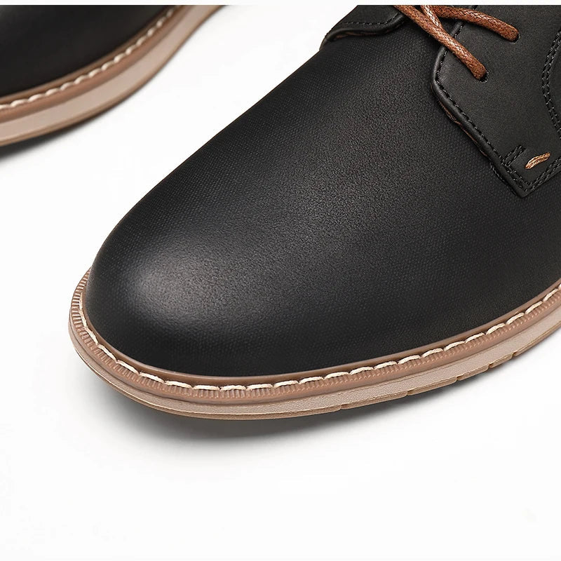 Shoes For Men Spring/Summer Pu Leather Breathable Casual Shoes Lace up Office Style Business Men's Sneaker