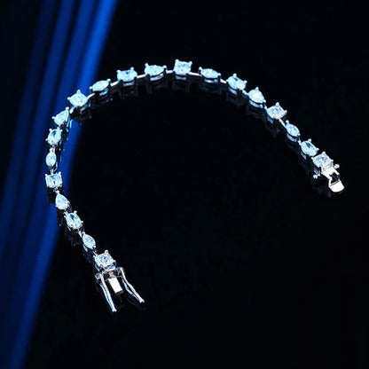Full Pear Oval Marquise Cut Moissanite Tennis Bracelet for Women Men 925 Silver Pass Diamond Test Bangle Link Bracelets