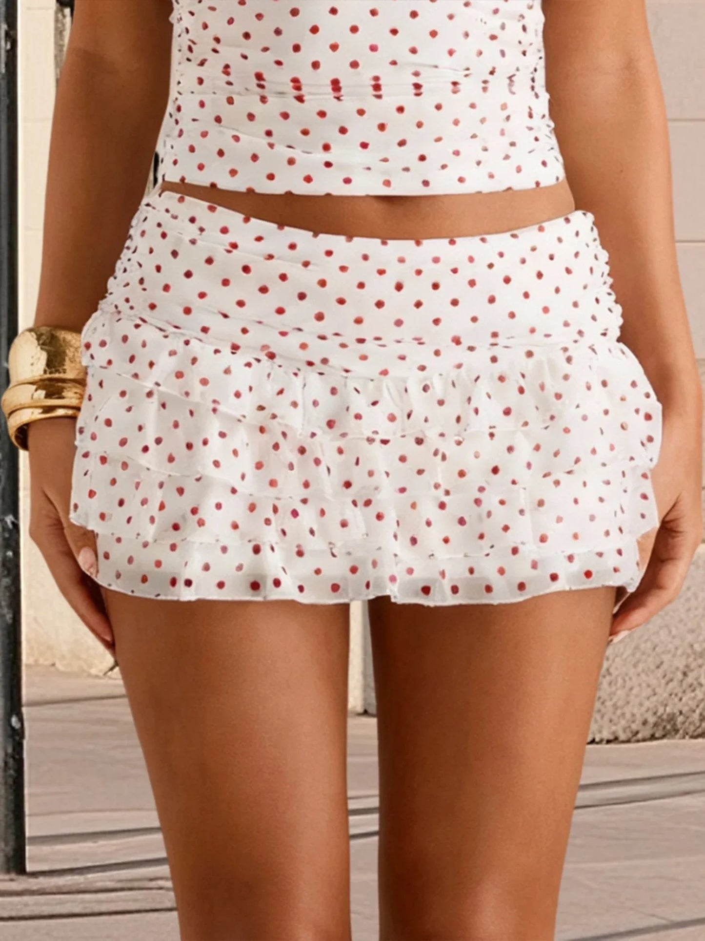 Women's Kawaii Mini Skirts with Liner Dot Print Pleated Skirt Emo Girls Gothic Y2k Clothes Vintage Sexy Slim Streetwear ﻿