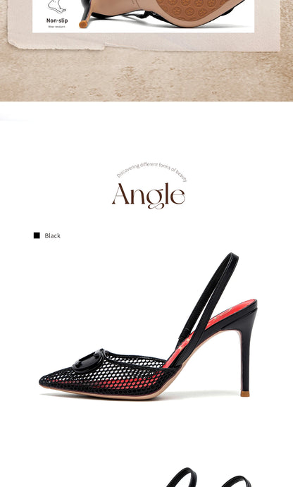 Breathable Mesh Design Fashion Women's Sandals Solid Color Simple Classic Style Versatile Women's High Heels