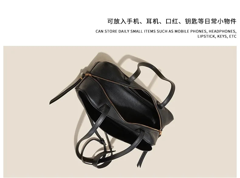 High version genuine leather pillow bag for women 2025 new all-match large capacity first layer cowhide bowling bag for women