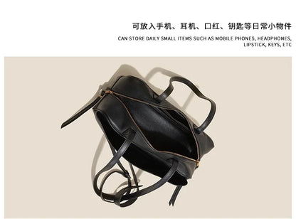 High version genuine leather pillow bag for women 2025 new all-match large capacity first layer cowhide bowling bag for women