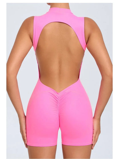 Women's High Elasticity Sports Jumpsuit Yoga Set Fitness Combination Lift Buttocks Bare Back Gym Sexy Romper for Active Women