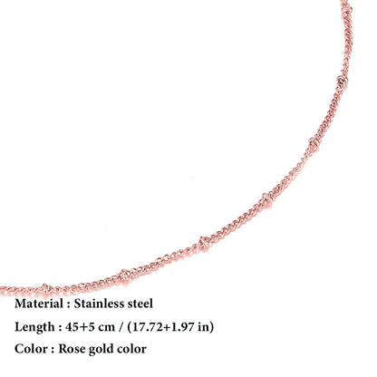 Stainless Steel Chain Necklace for Women Gold Color Thin Choker Bead Chain Necklace Jewelry Wholesale Dropshipping