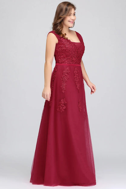 Exquisite Lace Tulle Evening Dress Illusion Soft Net Collar Sleeveless V-Backless Gowns Slim A-line Floor-length Prom Dresses