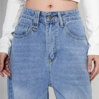 Summer Men Baggy Jeans Unisex Vintage American Style Straight Wide Leg Denim Pants Fashion Brand Hot Sale Casual Trousers